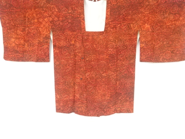 JAPANESE KIMONO / VINTAGE MICHIYUKI COAT / SILK / FLORAL PLANTS